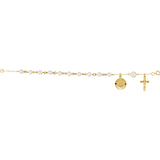 6.5" First Holy Communion Rosary Pearl Bracelet - 14K Yellow Gold