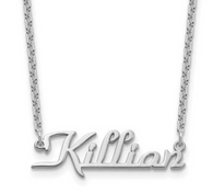 Futuristic Script Nameplate Necklace - Sterling Silver