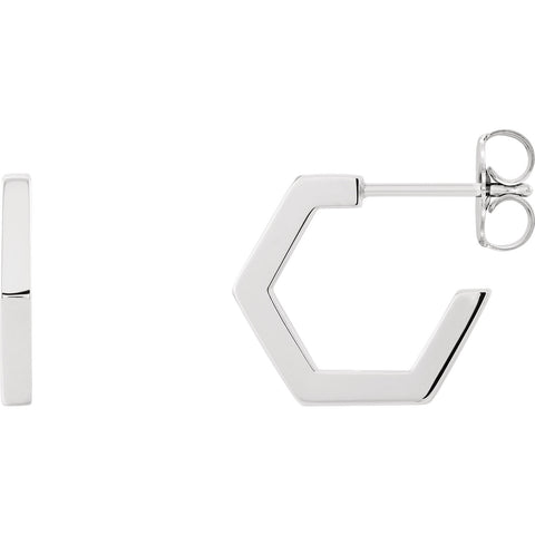 12.65MM  Geometric Hoop Earrings - Sterling Silver