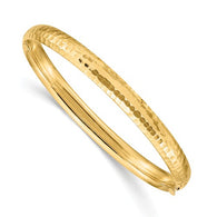 4" Hammered Baby Bangle Bracelet - 14K Yellow Gold