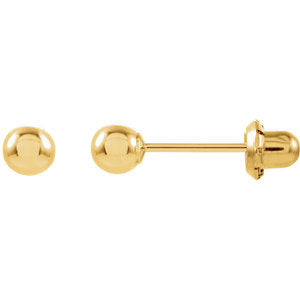 Gold Ball Stud Piercing Earrings in 14K Yellow Gold (Available in 3MM, 4MM or 5MM)