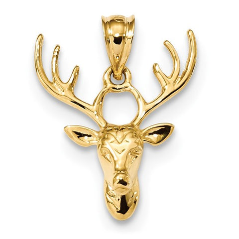 Deer Head Charm - 14K Yellow Gold