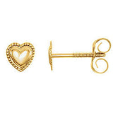 4MM Baby Heart Earrings - 14K Yellow Gold