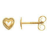 4MM Baby Heart Earrings - 14K Yellow Gold