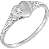 Heart Diamond Ring Size 3 - Sterling Silver