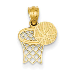 Mini Basketball Hoop Charm - 14K Yellow Gold