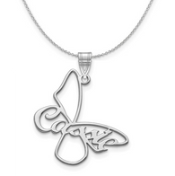 Custom Butterfly Charm Necklace - White Gold
