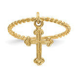 Cross Charm Ring Size 4 - 14K Yellow Gold