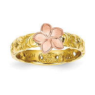 Plumeria Ring Size 3 - 14K Yellow & Rose Gold