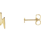 10MM Lighting Bolt Stud Earrings - 14K Yellow Gold