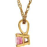 3MM Tourmaline "October" Charm on 14" Chain - 14K Yellow Gold