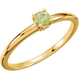 3MM Peridot "August" Ring Size 3 - 14K Yellow or White Gold
