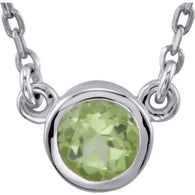 4MM Peridot "August" 16" Necklace - Sterling Silver