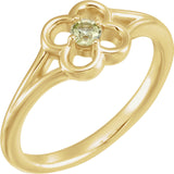 2.5MM Peridot "August" Flower Ring Size 3 - 14K White Gold