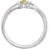 2.5MM Peridot "August" Flower Ring Size 3 - 14K White Gold