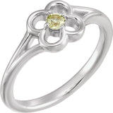 2.5MM Peridot "August" Flower Ring Size 3 - 14K White Gold