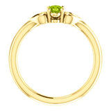 5MM Peridot "August" Heart Ring Size 3 - 14K White Gold