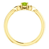 5MM Peridot "August" Heart Ring Size 3 - 14K Yellow Gold