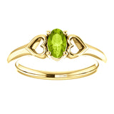 5MM Peridot "August" Heart Ring Size 3 - 14K White Gold