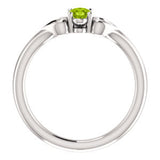 5MM Peridot "August" Heart Ring Size 3 - 14K White Gold