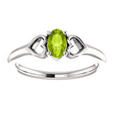 5MM Peridot "August" Heart Ring Size 3 - 14K White Gold