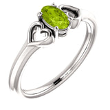 5MM Peridot "August" Heart Ring Size 3 - 14K White Gold