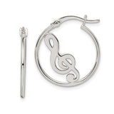 20MM Music Note Hoop Earrings - Sterling Silver