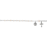 6" Our Guardian Angel Rosary Pearl Bracelet - Sterling Silver