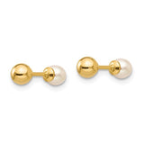 4MM Reversable Pearl & Gold Ball Stud Earrings - 14K Yellow Gold