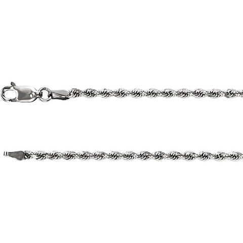 2.4MM Diamond-Cut Rope Chain (Available in 12" and 14") - 14K White or Yellow Gold