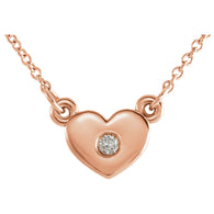 7MM Heart Diamond 16" Necklace - 14K Rose Gold