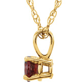 3MM Ruby "July" Charm on 14" Chain - 14K Yellow Gold