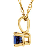 3MM Sapphire "September" Charm on 14" Chain - 14K Yellow Gold