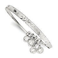 Adjustable Bells Bangle Bracelet - Sterling Silver
