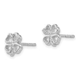 8MM Diamond Accent Clover Stud Earrings in Sterling Silver
