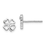 8MM Diamond Accent Clover Stud Earrings in Sterling Silver