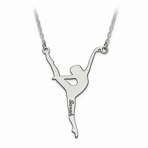 40x28MM Custom Dancer Necklace with Name - Sterling Silver
