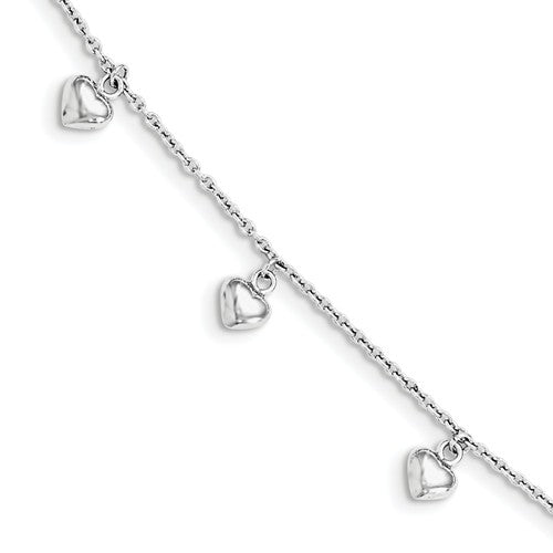 5.75" Heart Charms Bracelet - Sterling Silver