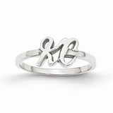 Script Initials Ring (Available in sizes 5-7) - Sterling Silver