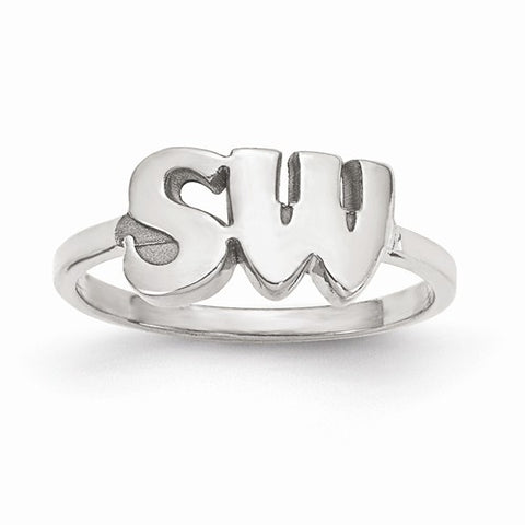 Block Initials Ring (Available in sizes 5-7) - Sterling Silver
