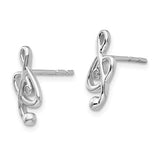 13MM Diamond Music Note Stud Earrings - Sterling Silver