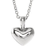 10MM Heart Charm on 15" Cable Chain - 14K Rose Gold