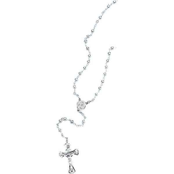 14" Bead Rosary Necklace - Sterling Silver