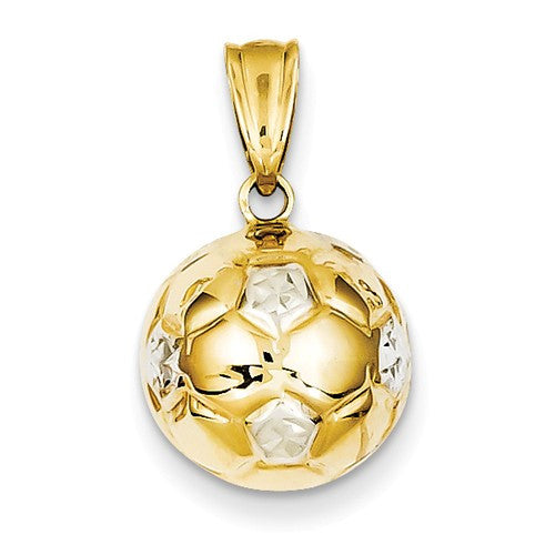 Soccer Ball Charm II - 14K Yellow and White Gold