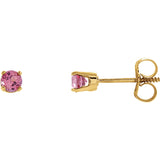 3MM Tourmaline "October" Stud Earrings - 14K Yellow Gold