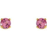 3MM Tourmaline "October" Stud Earrings - 14K Yellow Gold