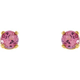 3MM Tourmaline "October" Stud Earrings - 14K Yellow Gold