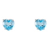 5MM Heart Swiss Blue Topaz Earrings - 14K White Gold