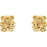 7MM Teddy Bear Stud Earrings in 14K Yellow Gold
