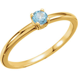 3MM Blue Topaz "December" Ring Size 3 - 14K White Gold